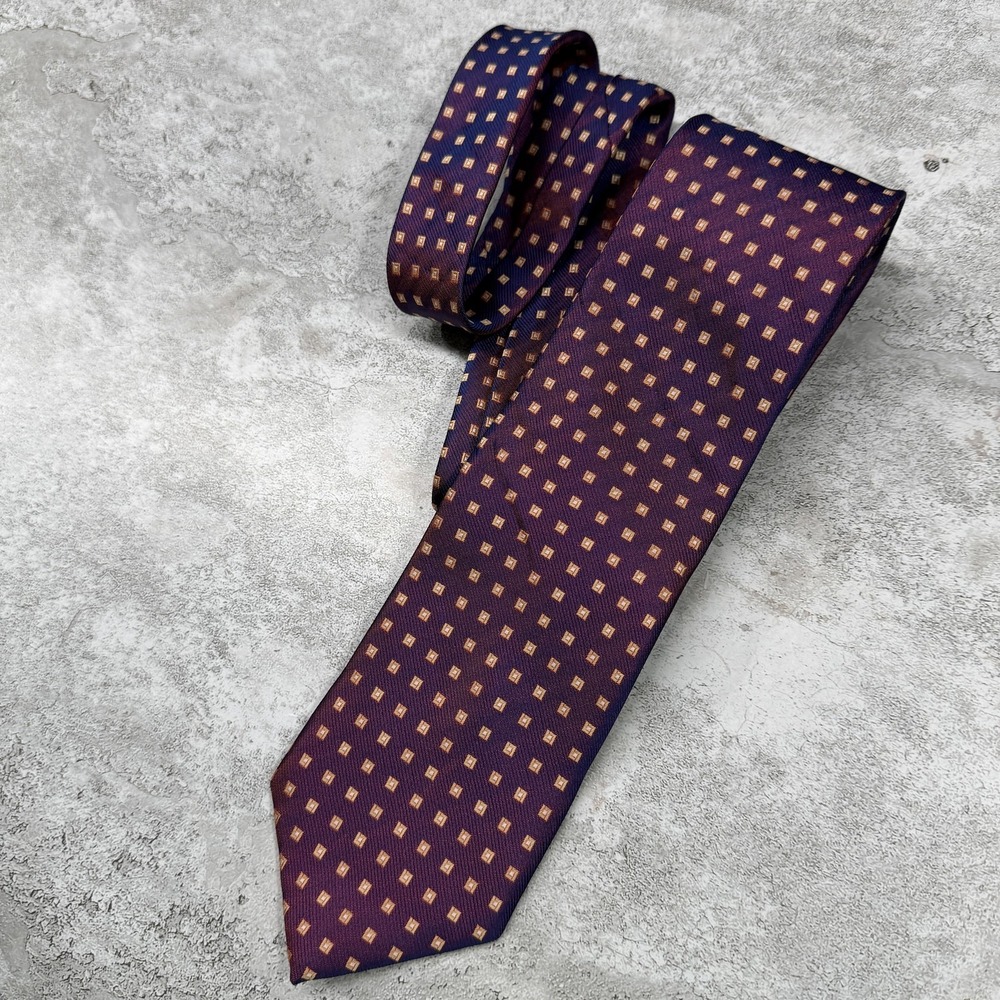 Roberto Zoni Silk Tie Mens One Size Purple Geometric Hand Made Necktie 3.25"
